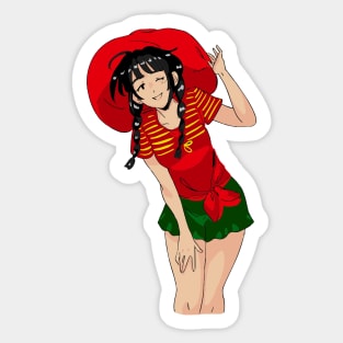 Cute girl wearing a hat Sticker